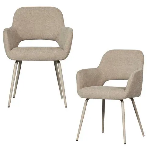 WOOOD eetkamerstoelen Jenny - Polyester - Naturel - Set van 2
