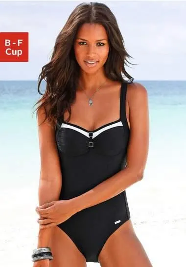 Lascana Badpak met contrastdetails en modellerend effect