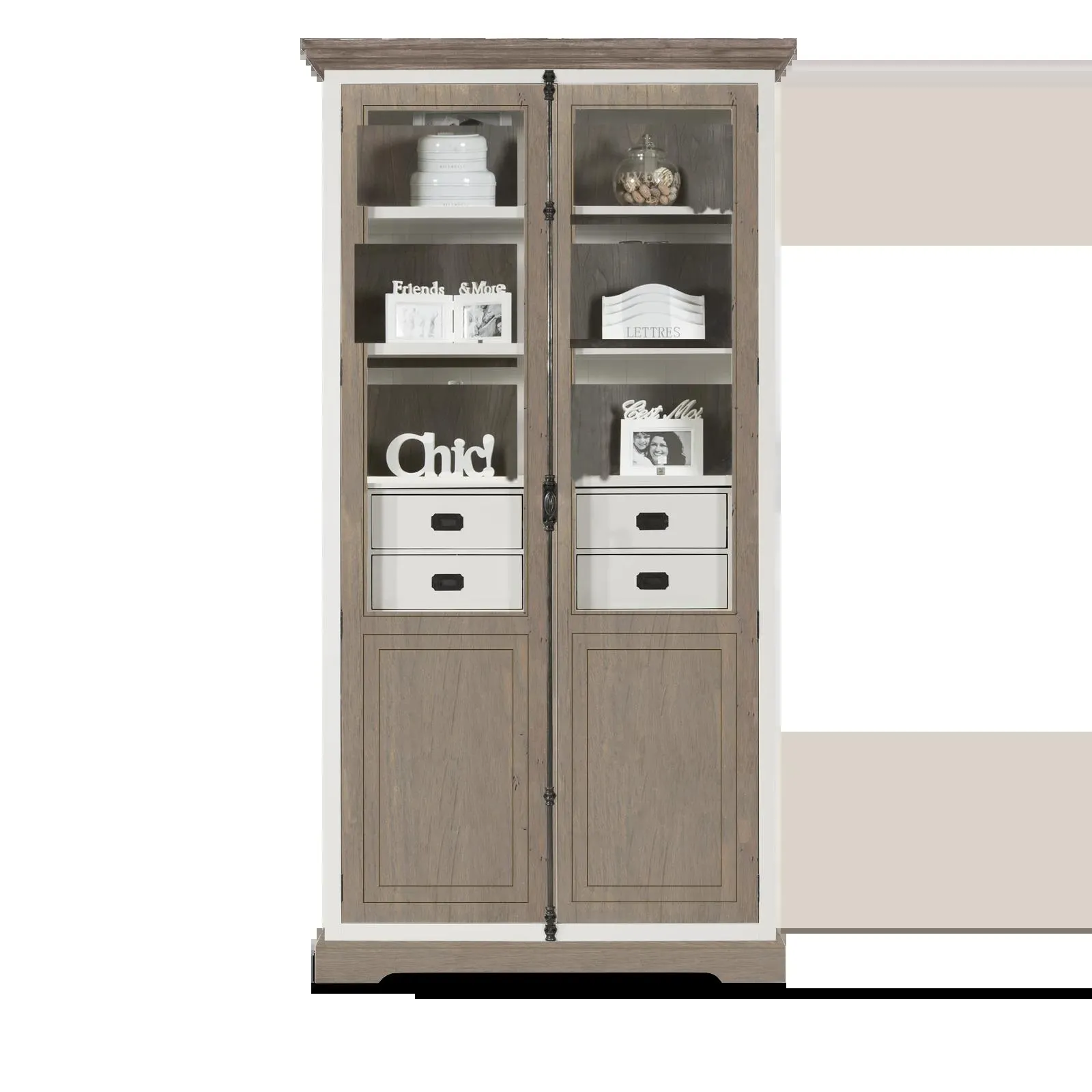 Vitrinekast (SPC espagnolet) Lakewood - Clear/Mindi Donkerbruin