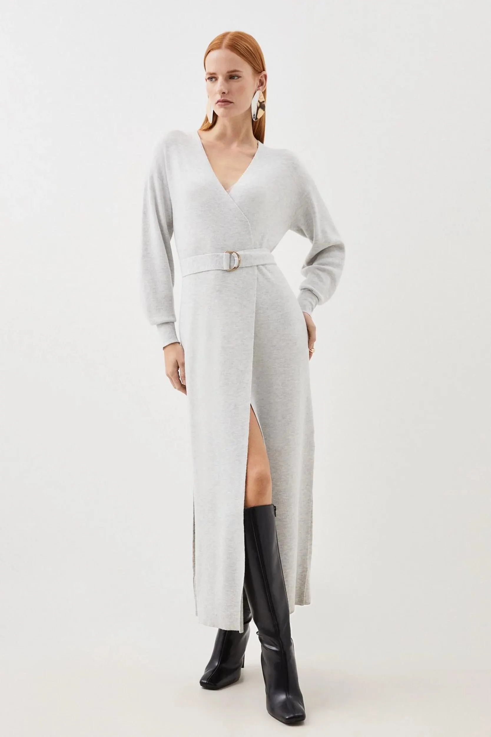 Premium Alpaca Wool Blend Belted Full Sleeve Knit Cardigan