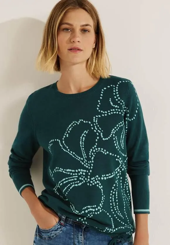 Gebreide trui met partprint