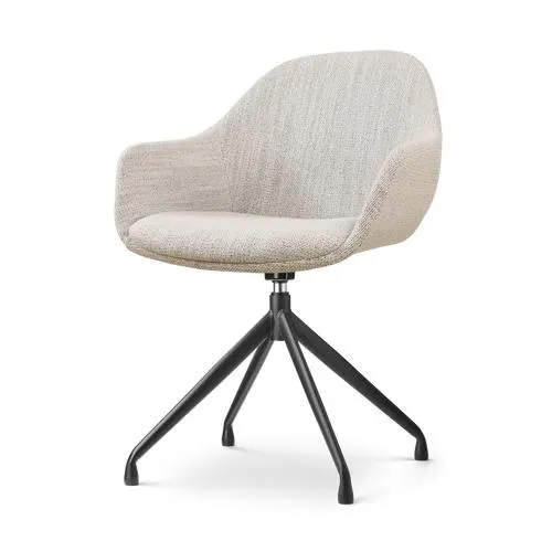 Nolon Nola-Mae Eetkamerstoel Beige Gemêleerd - Draaibaar Zwart Onderstel