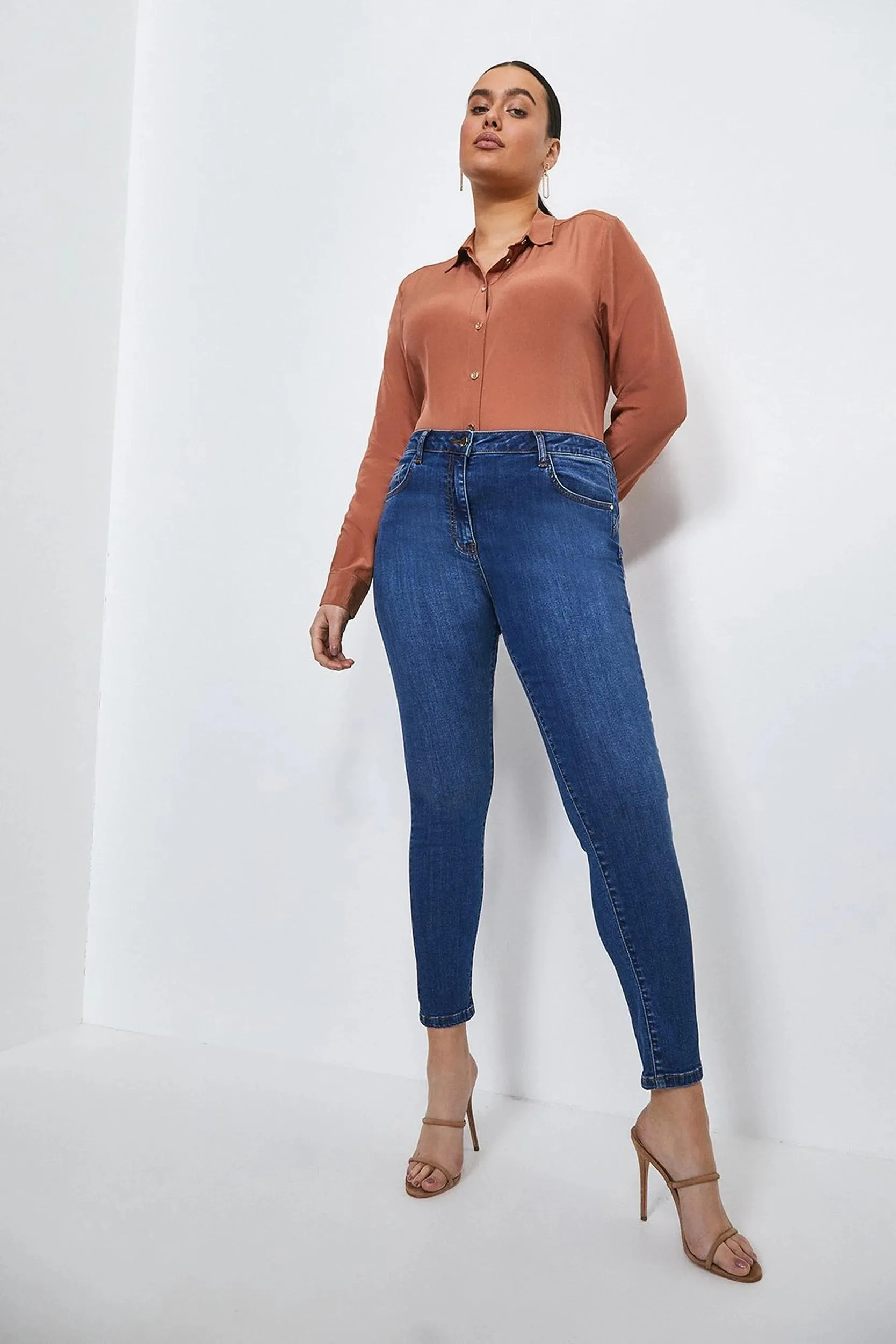 Plus Size Mid Rise Slim Leg Jeans