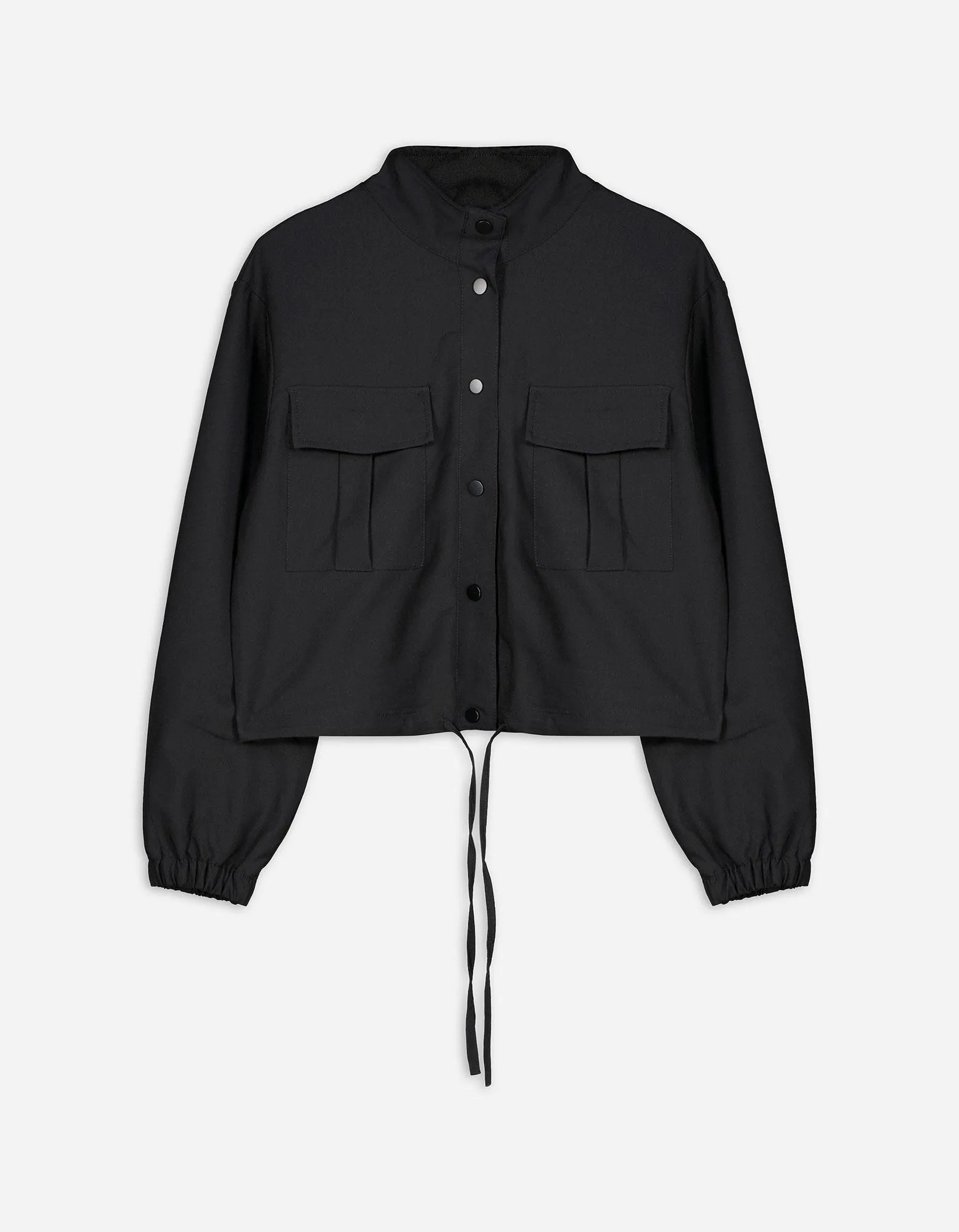 Košilová bunda - Na spodním lemu šňůrka na stažení - cerná