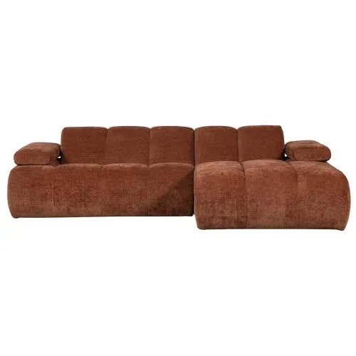 WOOOD chaise longue rechts Mojo - Geweven Ribstof - Roestbruin