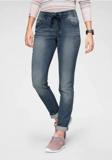 KangaROOS Jogpants in denim-look met elastische boord