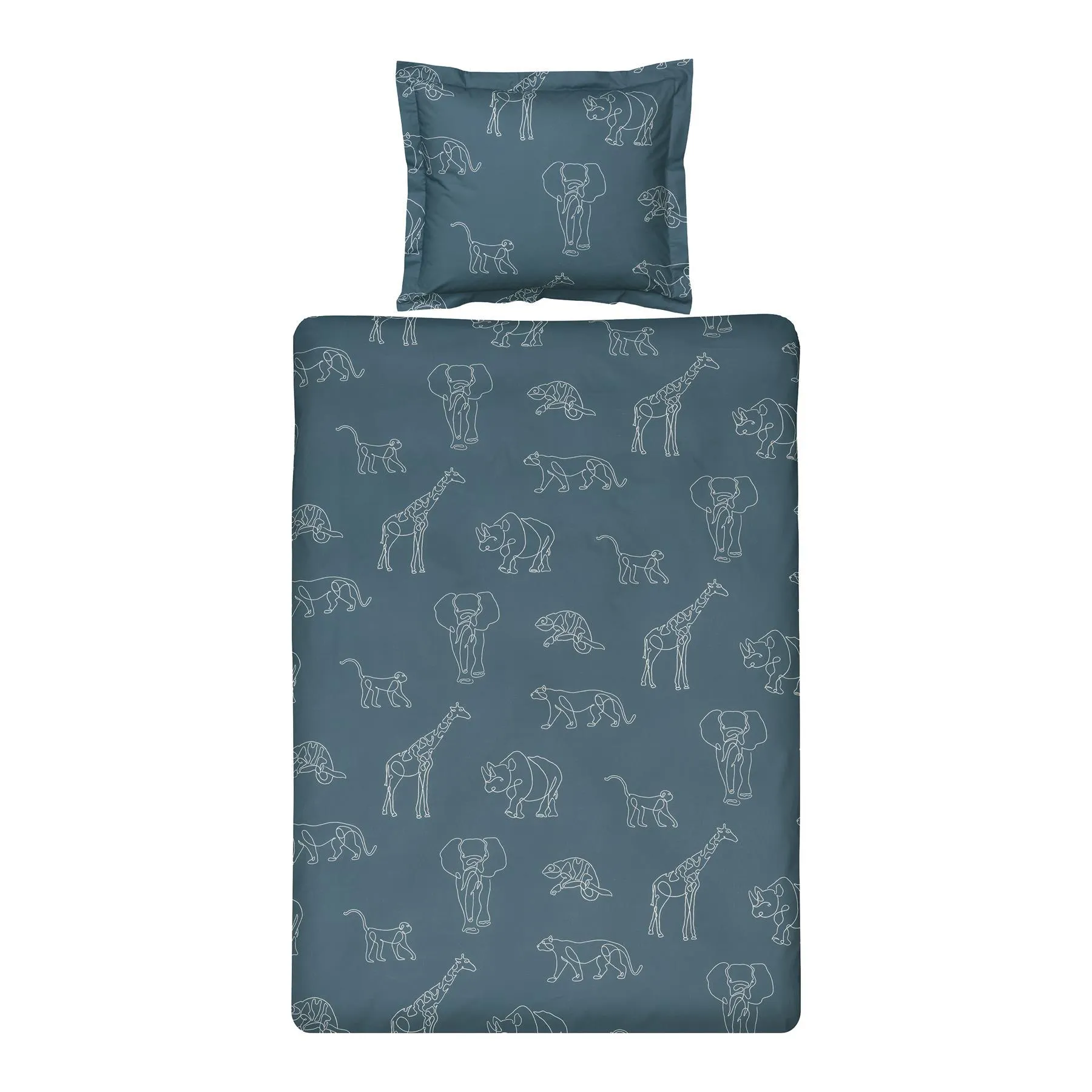 Vandyck Safari Kids Kinderdekbedovertrek 120 x 150 cm - Vintage Blue