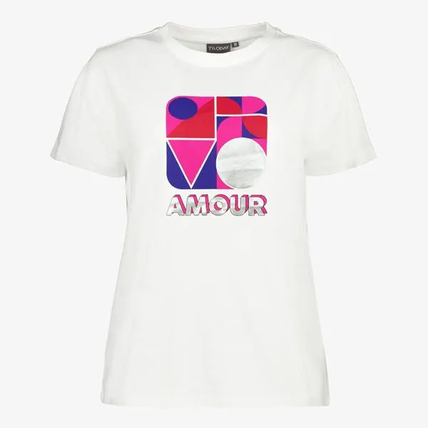 TwoDay dames T-shirt wit met kleurrijk opdruk