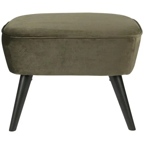 WOOOD hocker op poten Sara - Velvet - Warm Groen - 41x56x36