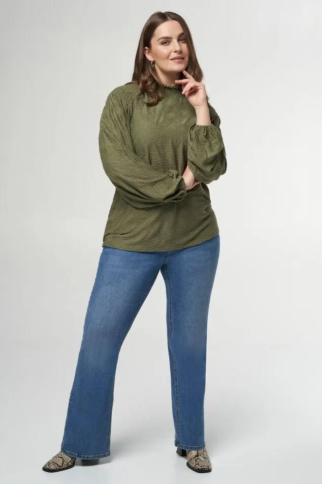 Top met print en smock details