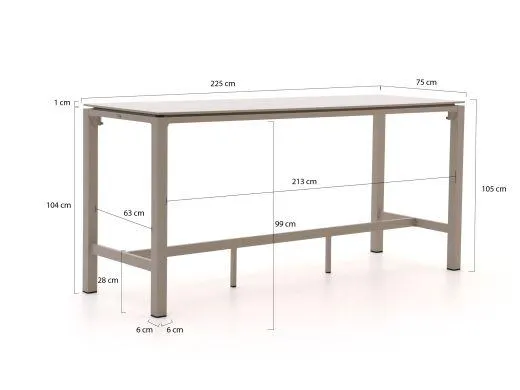 Bellagio Caronia/Trecenta 225cm barset 7-delig stapelbaar
