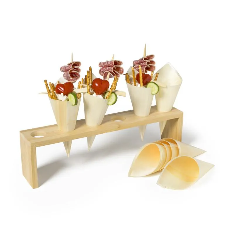 Standaard voor puntzakken - bamboe - 9x33x6 cm