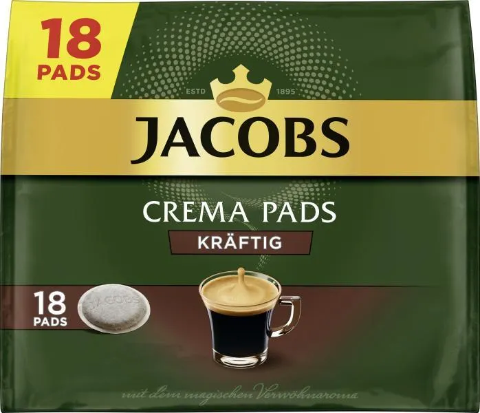 Jacobs Kaffeepads Crema Kräftig, 18 Senseo kompatible Pads 118 g