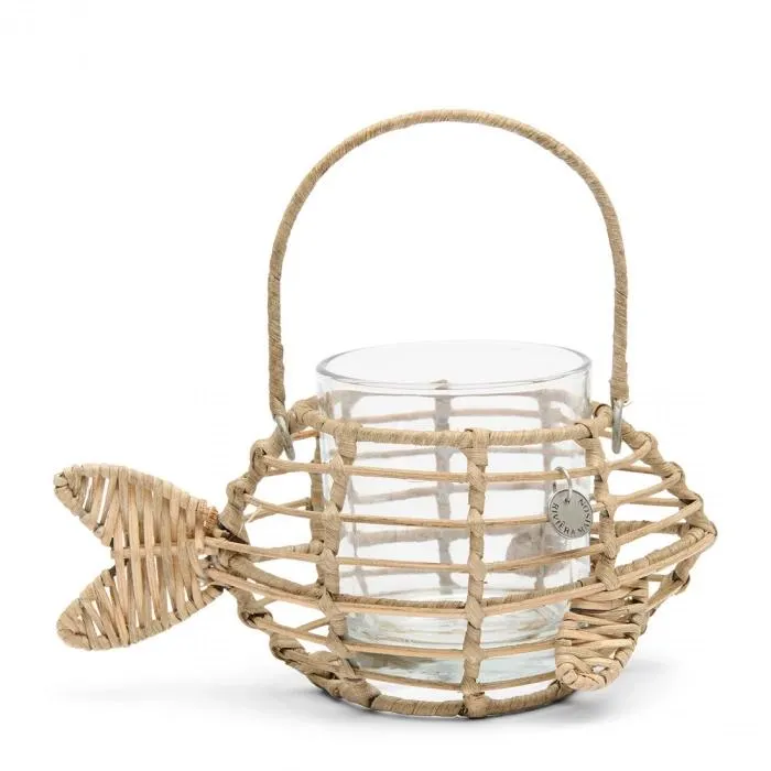 Waxinelichthouder Classic Fish Rustic Rattan