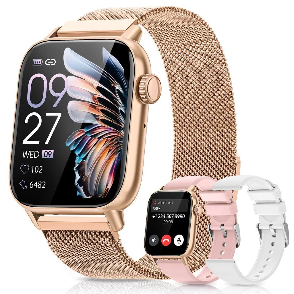 2025 Smartwatch Damen 1,85" mit Telefonfunktion,Fitness Tracker,Herzfrequenz,SpO2, Schlafmonitor,120+ Sportmodi, IP68,für Android & iOS–Geschenkidee