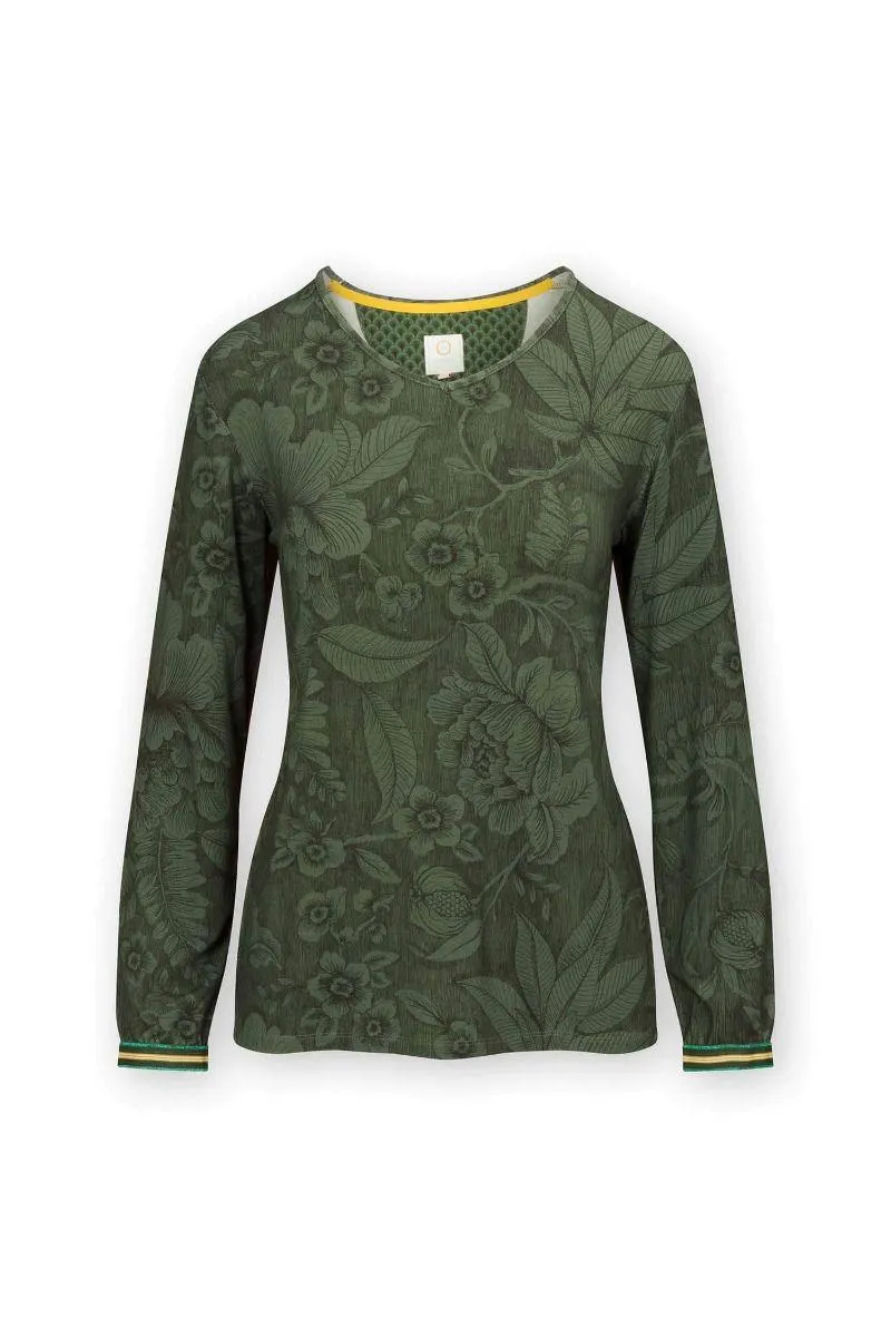Top Lange Mouw Casa dei Fiori Groen