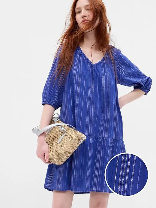 Crinkle Gauze Tiered Mini Dress