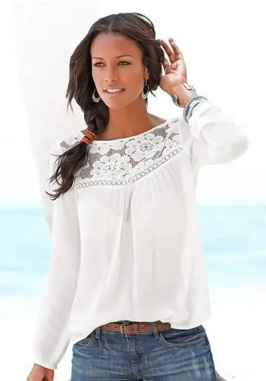 Buffalo Kanten blouse van geweven viscose