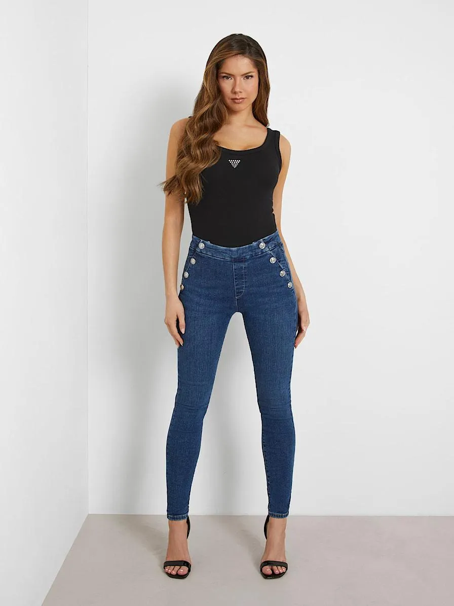 Skinny jeans zichtbare knopen