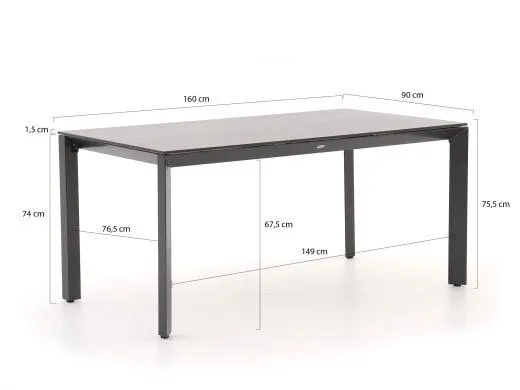 Bellagio Avenza/Sestino 160cm dining tuinset 5-delig verstelbaar