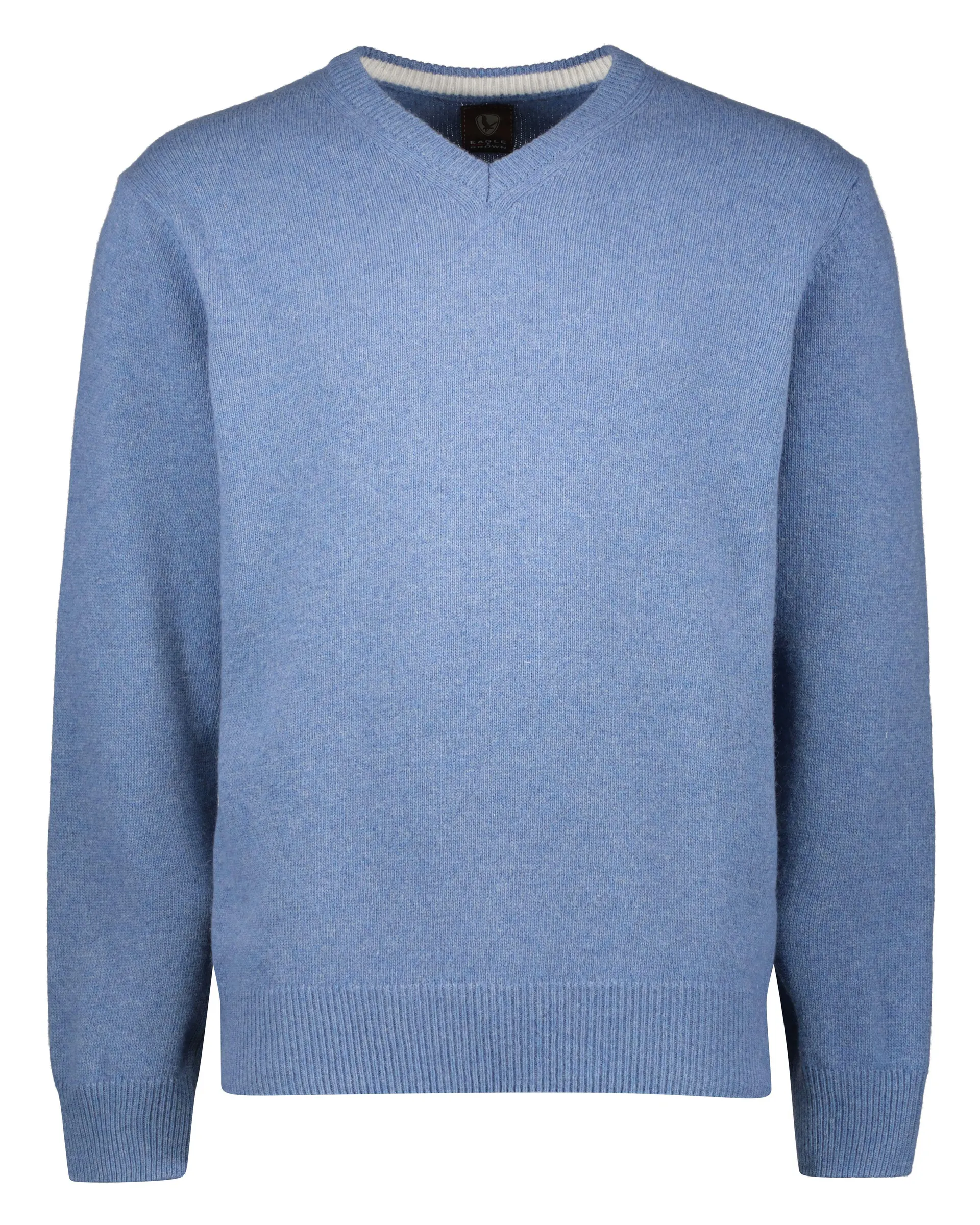 Lamswollen Trui met V-hals Lichtblauw