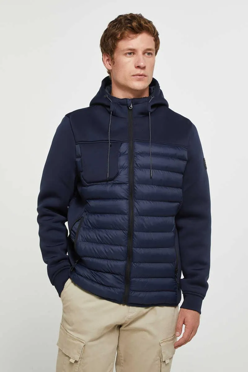 Chaqueta Acolchada Combinada con Capucha