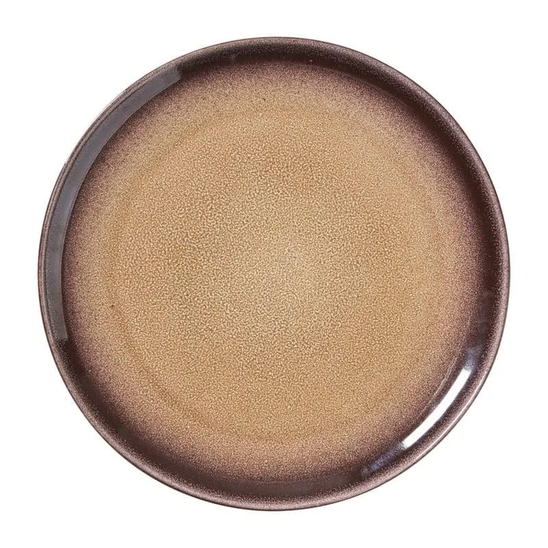 Ontbijtbord Olivia - bordeauxrood/beige - ø22x2 cm