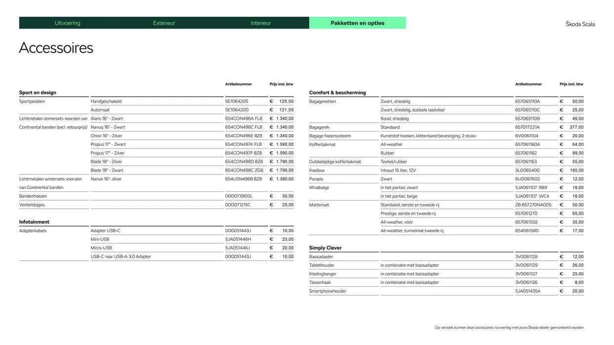 Škoda Scala prijslijst per 14 augustus 2024 van 15 augustus tot 15 augustus 2025 - Folder pagina 17
