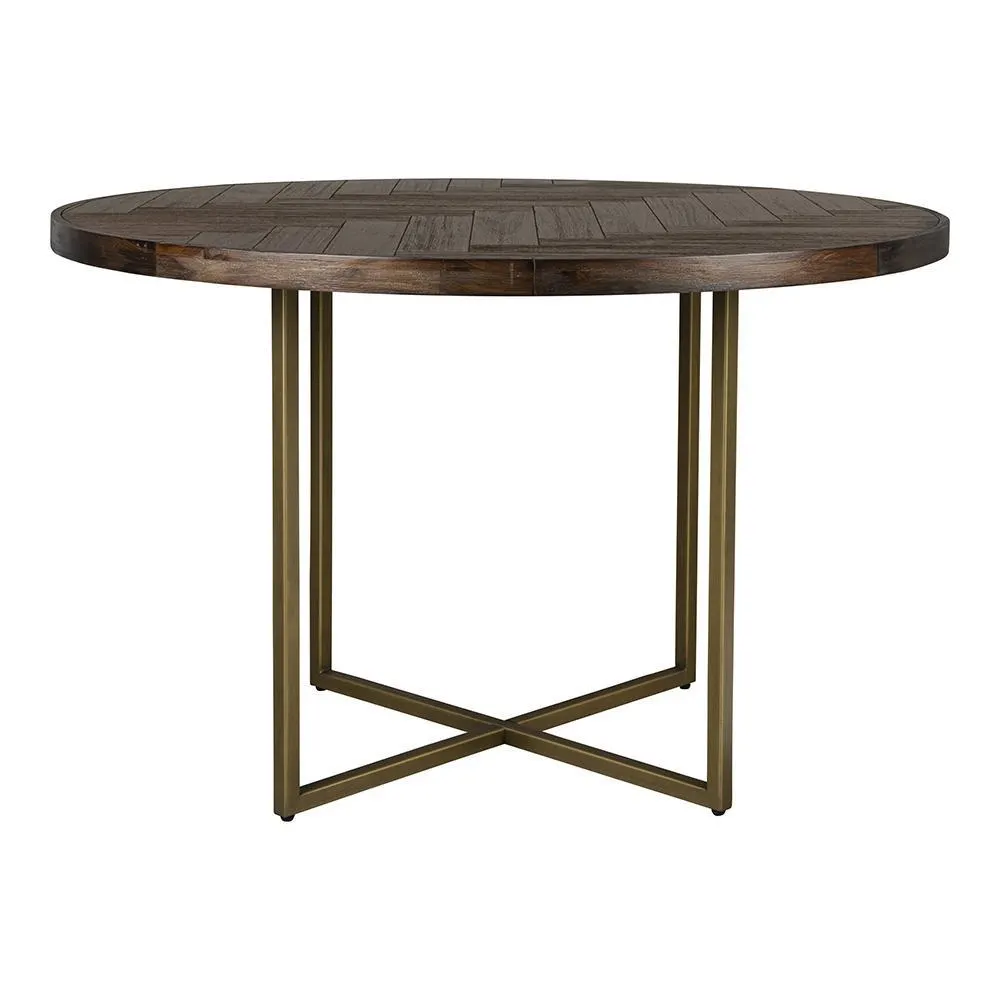 Dutchbone Class Eettafel Visgraat - Ø 120 cm - Bruin