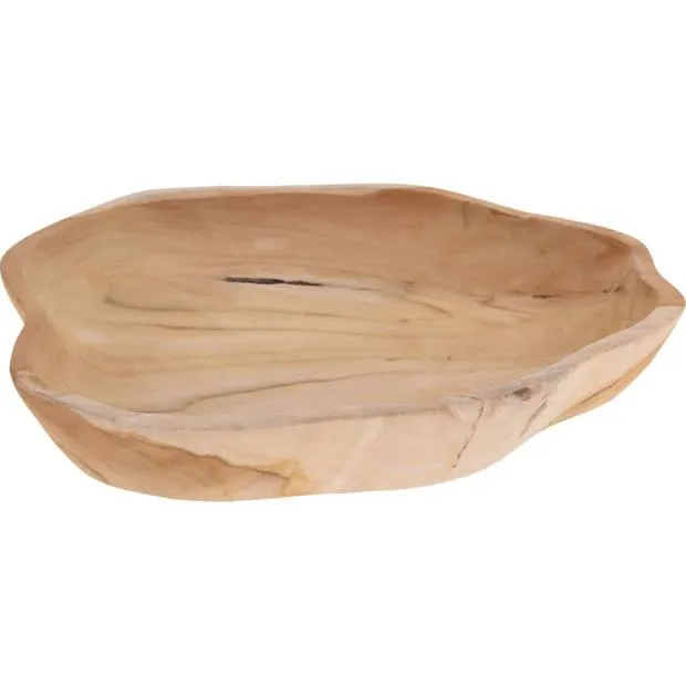 Fruitschaal teak hout rond 34 cm - Fruitschalen