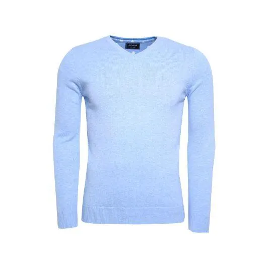 Katoenen Pullover met V-hals Lichtblauw