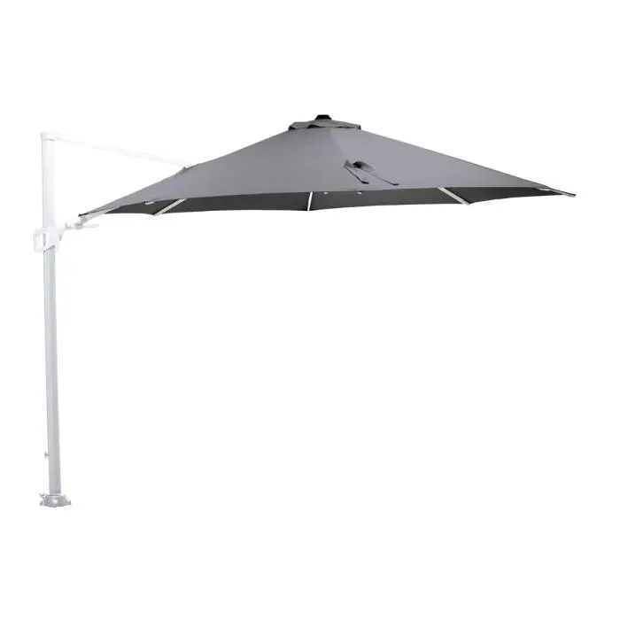 Hawaii zweefparasol Ø350 cm - frame wit - doek licht grijs