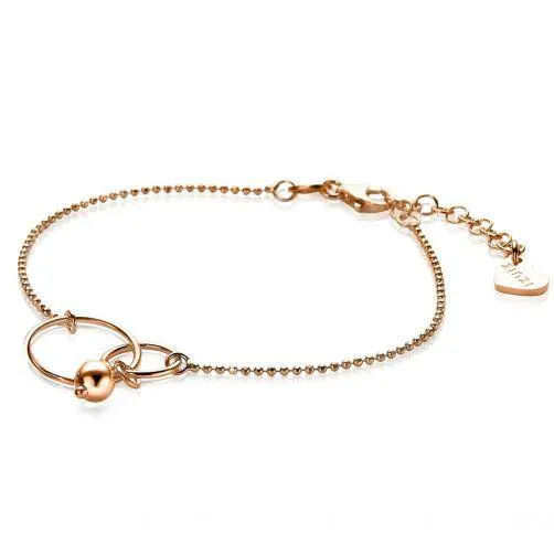 ZINZI roségold plated zilveren armband met ronde vormen in elkaar en ronde bal 17,5-20,5cm ZIA-BF62R