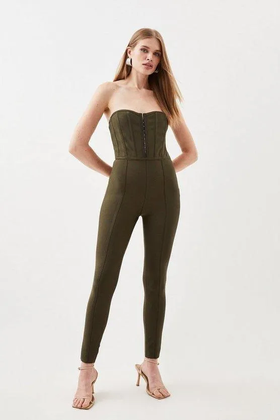 Knitted Bandage Corset Strapless Jumpsuit