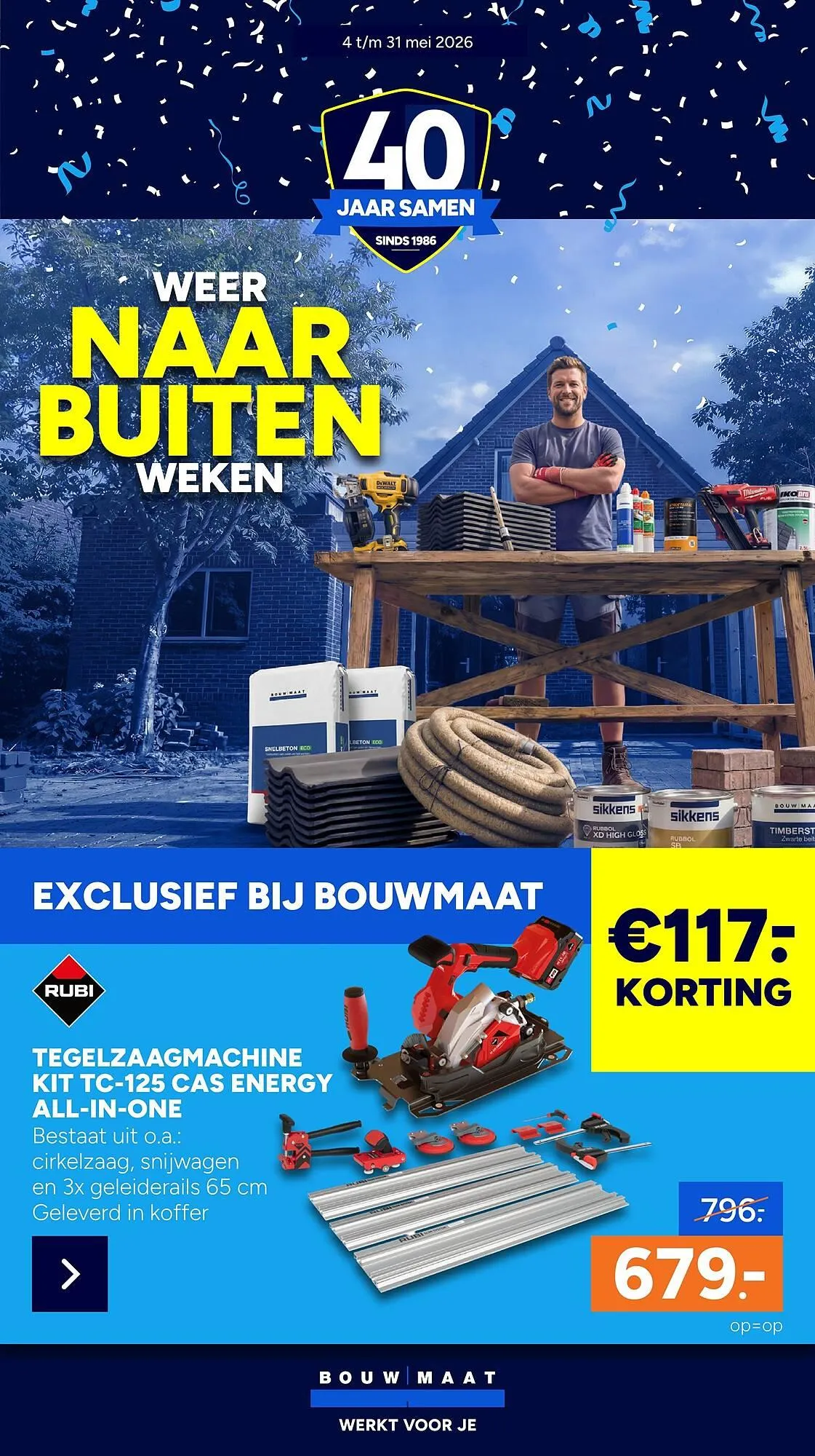 BOUWMAAT folder van 4 mei tot 31 mei 2026 - Folder pagina 1