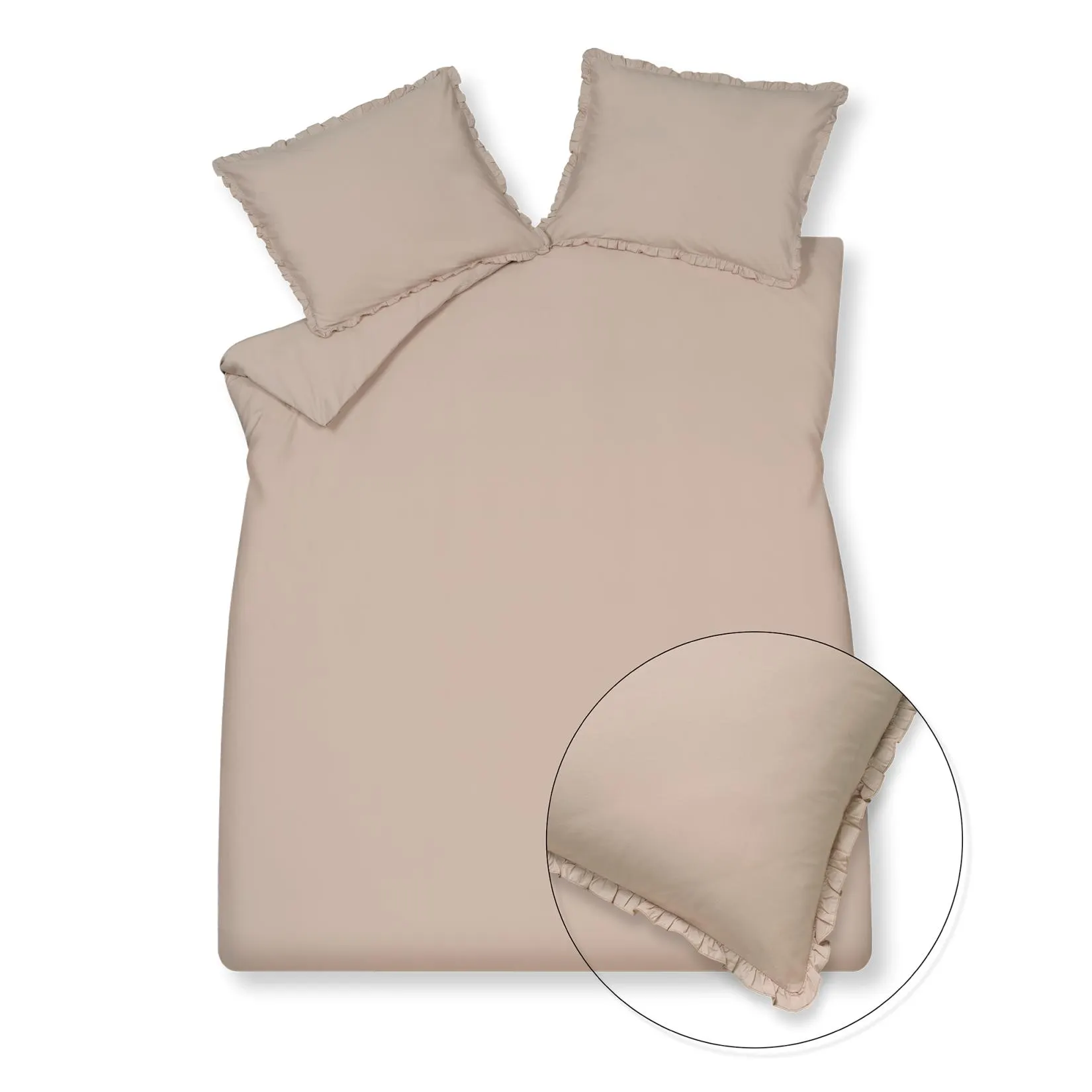 PURE 83 percale ruffle dekbedovertrekset | blush
