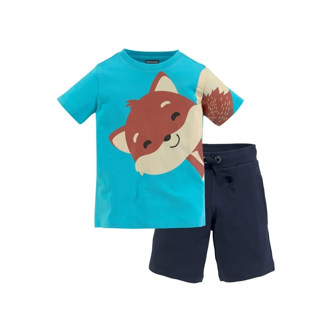 KIDSWORLD Shirt short 2-delig set T-shirt + sweat bermuda’s (set, 2-delig)