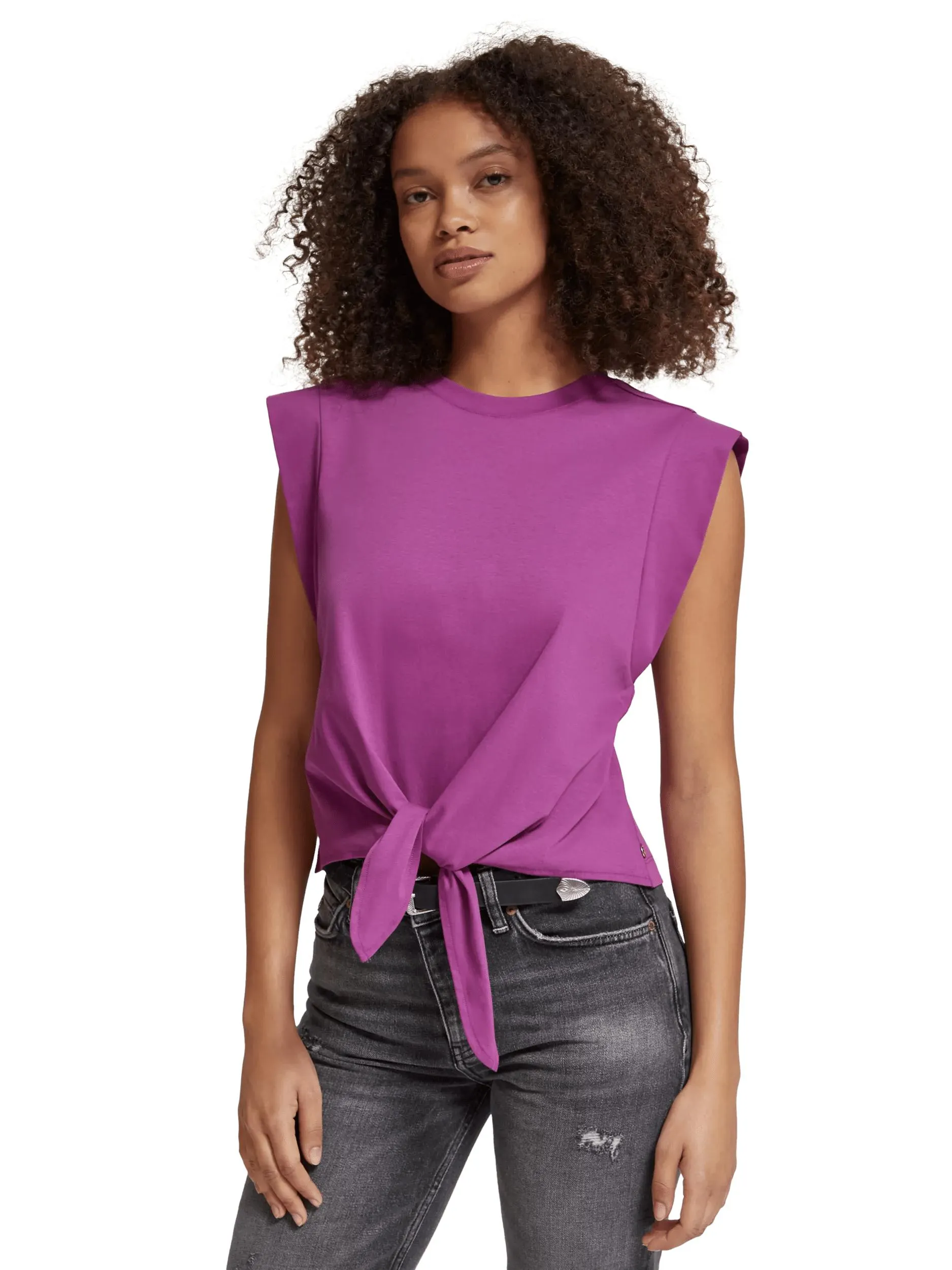 Sleeveless knot T-shirt