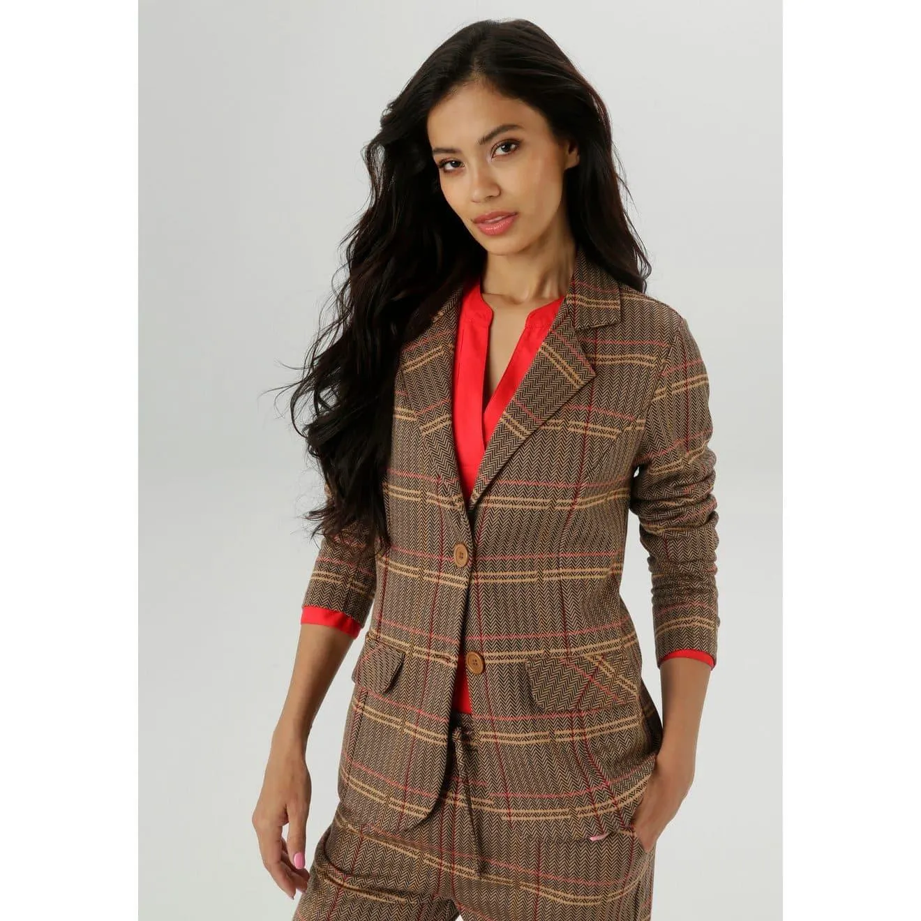 Aniston SELECTED Jerseyblazer met klassiek pied-de-poule en ruitpatroon - nieuwe collectie