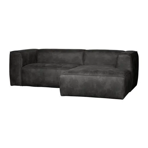 WOOOD chaise longue bank rechts Bean - Ecoleer - Zwart - 73x254x178