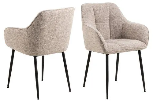 Rebellenclub Eetkamerstoel Nivala - Set van 2 - Beige met Mat Zwarte Poten