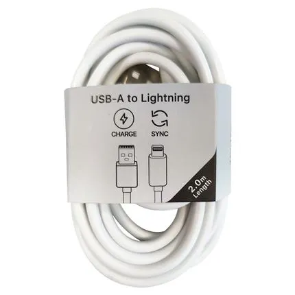 Musthavz laadkabel USB-A> Lightning 2 meter Wit