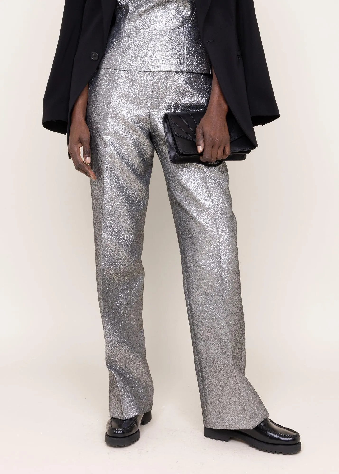 Metallic tailored broek