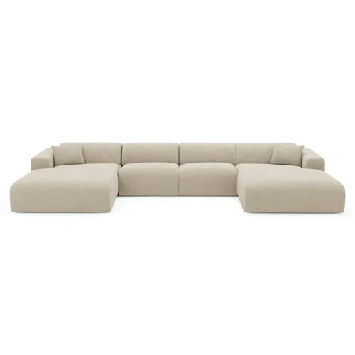 Sia Home - Symmetrische banken MYRA - Fluweel met structuur - Beige - 356cm