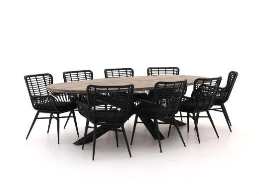 Intenso Asti/Rough-Y Ellips 280cm dining tuinset 9-delig