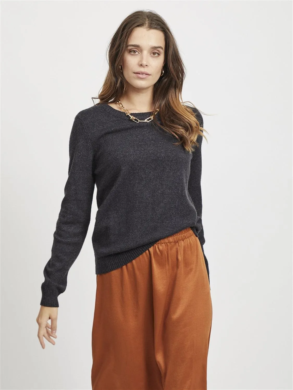 VIRIL Pullover - Dark Grey Melange