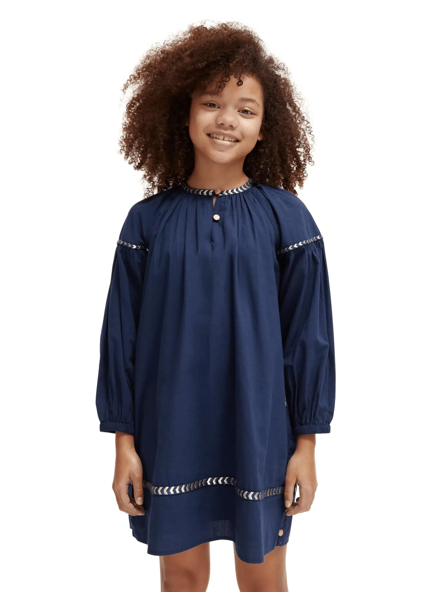 Long-sleeved glittering embroidery mini dress