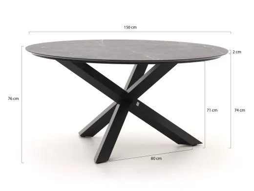 Bellagio Marudo/Lodola ø 150cm dining tuinset 6-delig stapelbaar