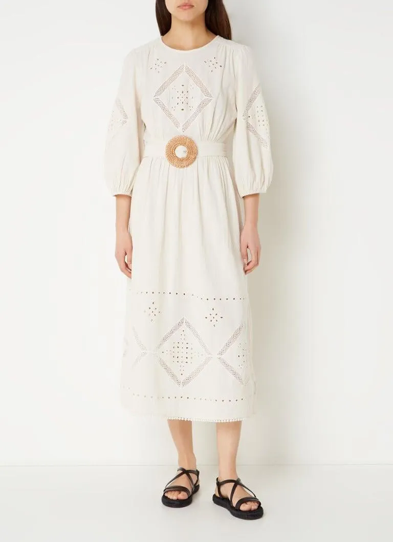 Elvina midi jurk met broderie