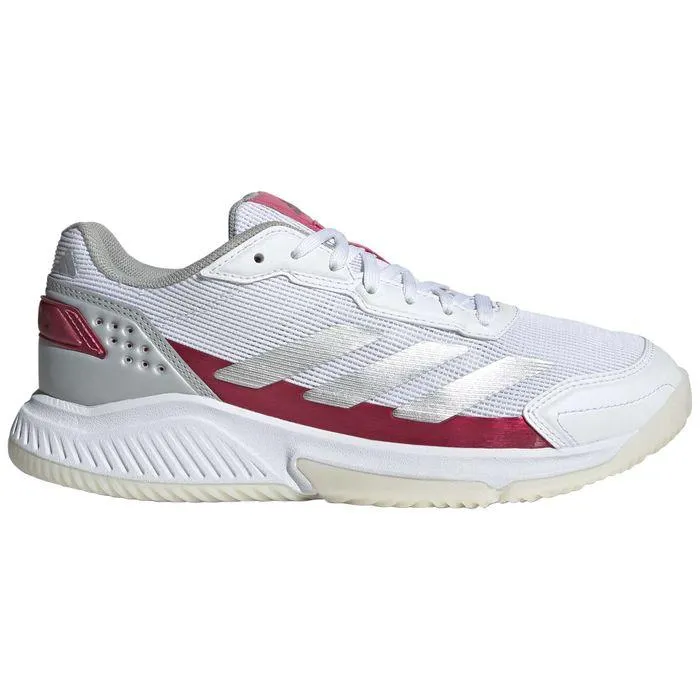 Adidas Courtquick padelschoenen dames cloud white silver metallic lucid pink